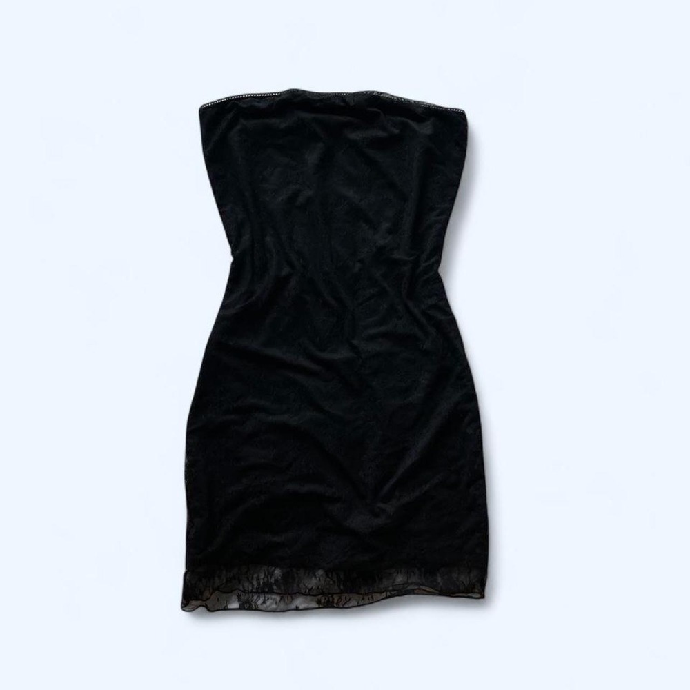 Black lace strapless mini dress‎ size L